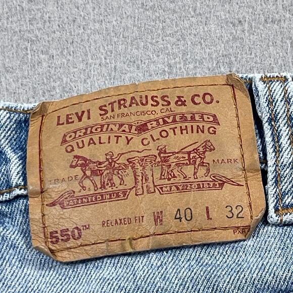 Levi’s 550 Jeans Men 38x32 Relaxed Fit Light Wash Made in USA Denim‎ Tag 40x32 - Picture 10 of 13